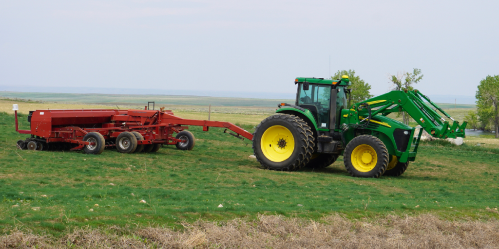 Seeding back into thin spots on a previous year’s reseeding project.